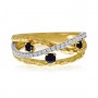 14K Yellow Gold Sapphire and Diamond Brushed Crossover Precious Fashion Ring