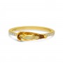 14K Yellow Gold Pear Citrine and Diamond East West Semi Precious Ring