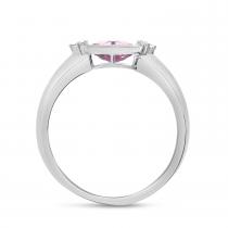 14K White Gold Oval Pink Tourmaline and Diamond East to West Ring