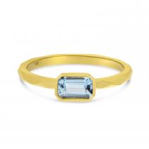 14K Yellow Gold Octagon Aquamarine East to West Ring