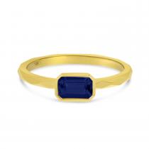 14K Yellow Gold Octagon Sapphire East to West Ring