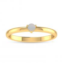 14K Yellow Gold 3mm Round Opal Birthstone Ring