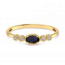 14K Yellow Gold Oval Sapphire and Diamond Stackable Ring