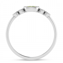 14K White Gold Oval Peridot and Diamond Stackable Ring