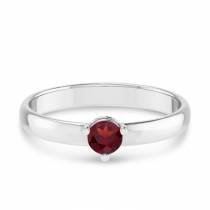 10K White Gold 4mm Round Garnet Birthstone Ring