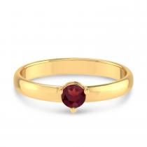 14K Yellow Gold 4mm Round Garnet Birthstone Ring