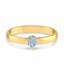 14K Yellow Gold 4mm Round Aquamarine Birthstone Ring