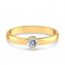 14K Yellow Gold 4mm Round White Topaz Birthstone Ring