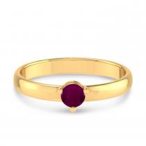 14K Yellow Gold 4mm Round Ruby Birthstone Ring