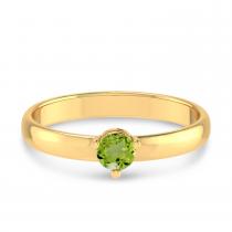 14K Yellow Gold 4mm Round Peridot Birthstone Ring