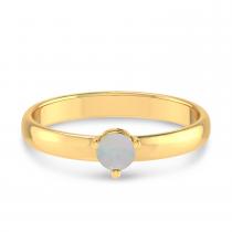 14K Yellow Gold 4mm Round Opal Birthstone Ring