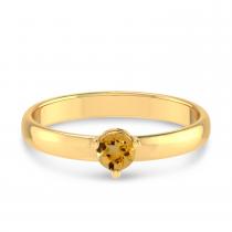 14K Yellow Gold 4mm Round Citrine Birthstone Ring