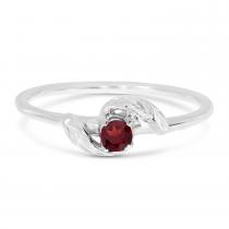 10K White Gold Garnet Leaf Birthstone Ring