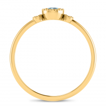 14K Yellow Gold 4mm Round Aquamarine Millgrain Birthstone Ring