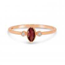 14K Rose Gold Marquise Garnet Birthstone Ring