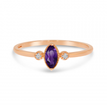 14K Rose Gold Marquis Amethyst Birthstone Ring