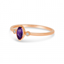 14K Rose Gold Marquis Amethyst Birthstone Ring