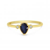 10K Yellow Gold Pear Sapphire Birthstone Ring