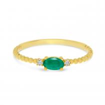 10K Yellow Gold East To West Oval Emerald Birthstone Ring