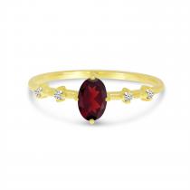 14K Yellow Gold Oval Garnet And Diamond Ring