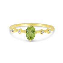 14K Yellow Gold Oval Peridot And Diamond Ring