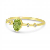 14K Yellow Gold Oval Peridot And Diamond Ring