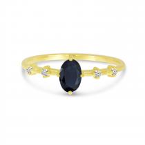 14K Yellow Gold Oval Sapphire Birthstone Ring