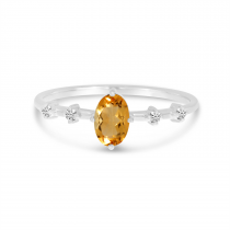 14K White Gold Oval Citrine Birthstone Ring