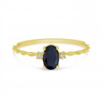 14K Yellow Gold Oval Sapphire Birthstone Twisted Band Ring