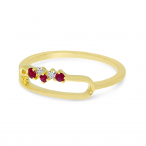 14K Yellow Gold Ruby Precious Paperclip Ring