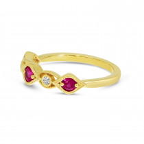 14K Yellow Gold Ruby Precious Millgrain Ring