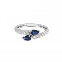 14K White Gold Pear Sapphire Duo Ring