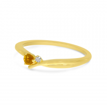 14K Yellow Gold Citrine & Diamond Twist Band Ring