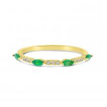 14K Yellow Gold Marquise Emerald and Diamond Band