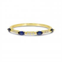 14K Yellow Gold Marquise Sapphire and Diamond Band