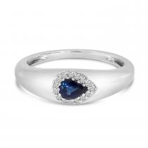 14K White Gold Pear Sapphire and Diamond East to West Band