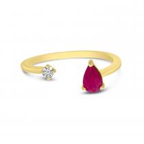 14K Yellow Gold Pear Ruby & Diamond Duo Ring