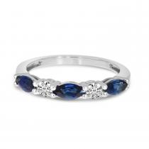 14K White Gold Marquise Sapphire and Diamond Band