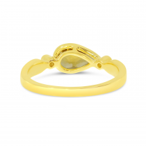 14K Yellow Gold Bezel Pear-Cut Semi and Diamond Ring