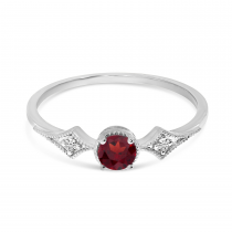 14K White Gold Garnet and Diamond Ring