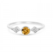 14K White Gold Citrine and Diamond Ring