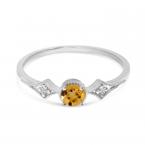 14K White Gold Citrine and Diamond Ring