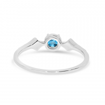 14K White Gold Blue Topaz and Diamond Ring