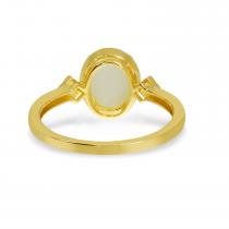 14K Yellow Gold Oval Opal Ring with Diamond Millgran Details