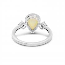 14K Yellow Gold Pear Opal Ring with Diamond Illusion Accents