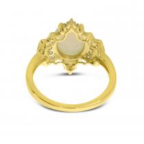 14K Yellow Gold Oval Opal Ring with Diamond Halo