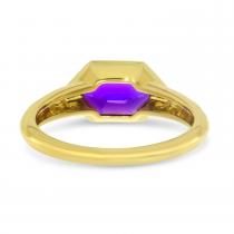 14k Yellow Gold Hexagon Amethyst and Diamond Band Ring