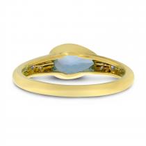 14k Yellow Gold Pear Blue Topaz And Diamond Band Ring