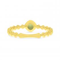 14k Yellow Gold Cushion Peridot Beaded band Ring