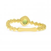 14k Yellow Gold Cushion Peridot Beaded band Ring